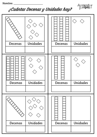 Resultado de imagen de fichas unidades y decenas